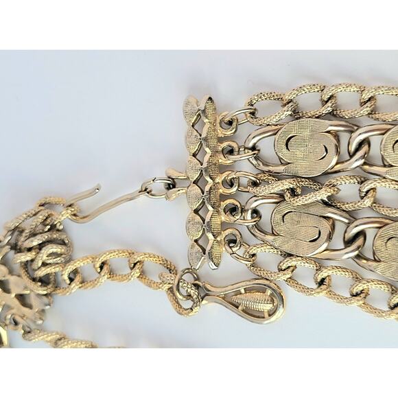 1960s Vintage Coro Signed 5-strand Necklace Gold Tone MCM Excellent Condition - Picture 8 of 9